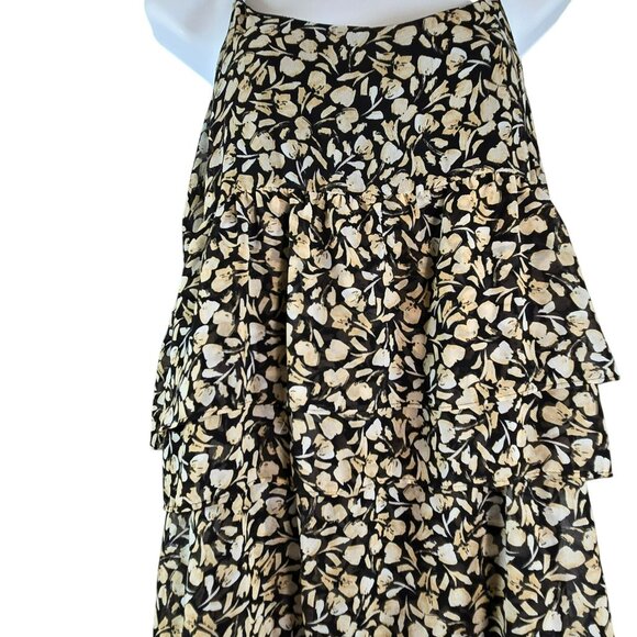 Who What Wear Black Floral Tiered Ruffle Dress Wmns M Adj Straps WHOWHATWEAR - Picture 3 of 9